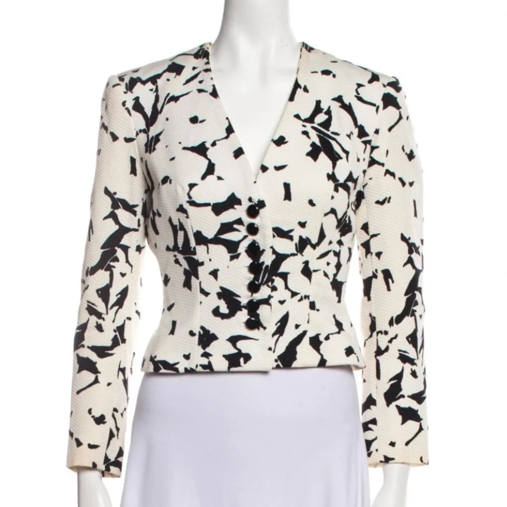 Christian Dior Vintage 1980’s Black & White Floral Print Blazer Jacket
